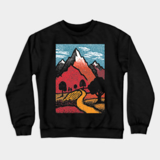 The Adventure Begins | Winding Road to the Mountains Crewneck Sweatshirt