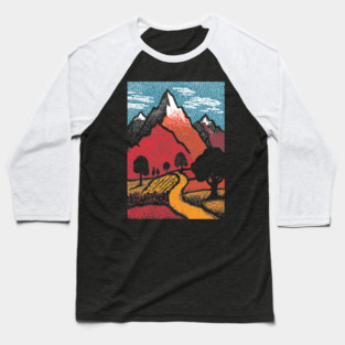 The Adventure Begins | Winding Road to the Mountains Baseball T-Shirt