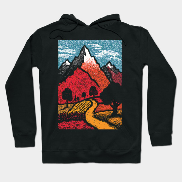 The Adventure Begins | Winding Road to the Mountains Hoodie by TuncGK