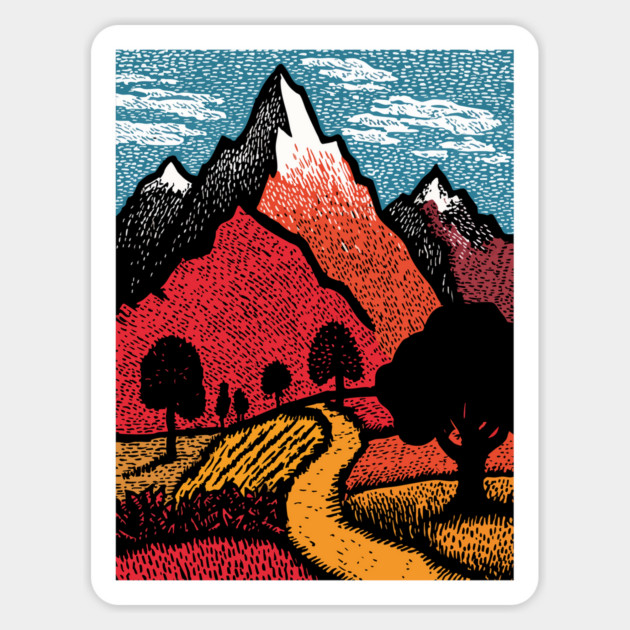 The Adventure Begins | Winding Road to the Mountains Magnet by TuncGK