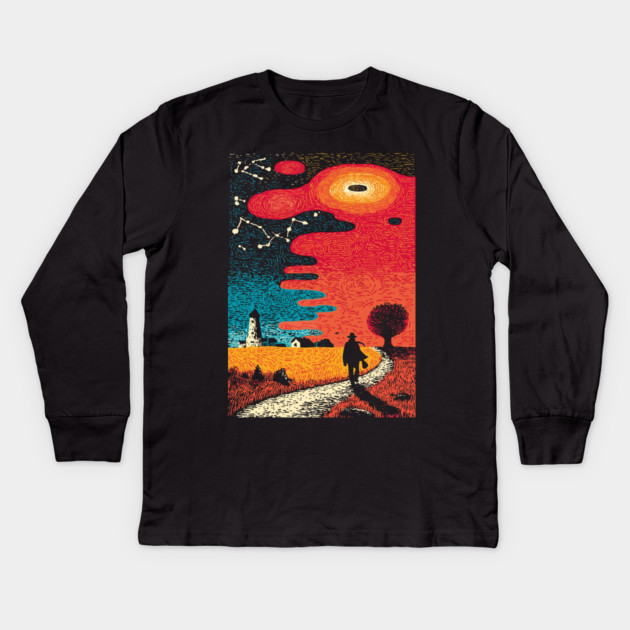 Finding the Way | Lighthouse of Spiritual Guidance Kids Long Sleeve T-Shirt by TuncGK