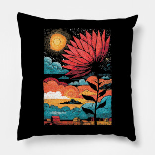 Groovy Growth | 70s Retro Psychedelic Flower Pillow