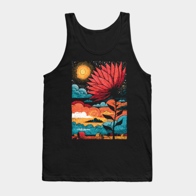 Groovy Growth | 70s Retro Psychedelic Flower Tank Top by TuncGK