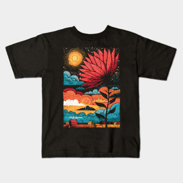 Groovy Growth | 70s Retro Psychedelic Flower Kids T-Shirt by TuncGK