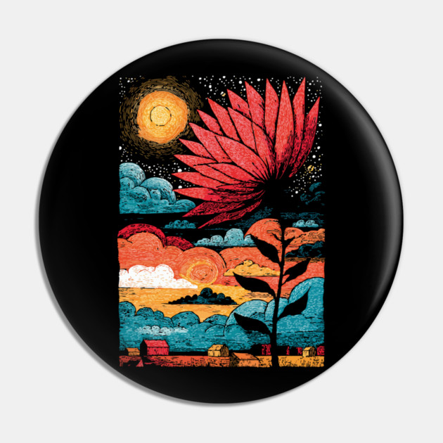 Groovy Growth | 70s Retro Psychedelic Flower Pin by TuncGK