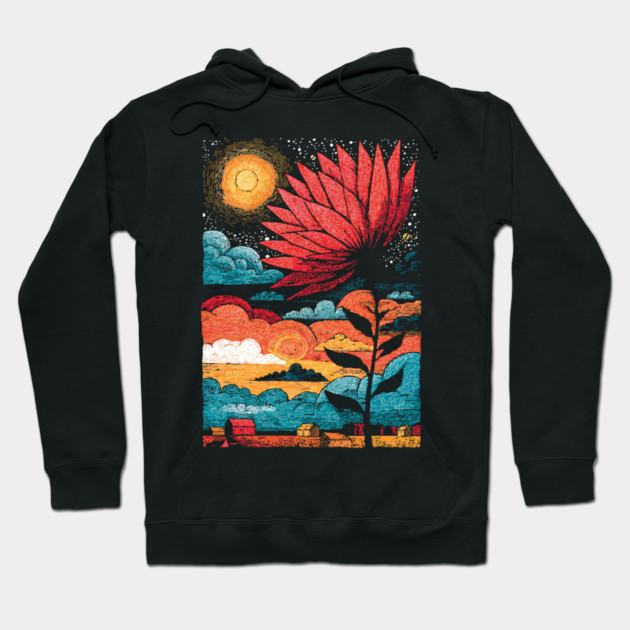 Groovy Growth | 70s Retro Psychedelic Flower Hoodie by TuncGK