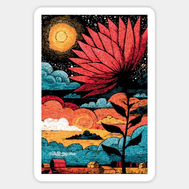 Groovy Growth | 70s Retro Psychedelic Flower Magnet by TuncGK