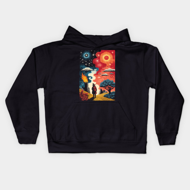 The Hermit Tarot Card | Vintage Fantasy Journey Art Kids Hoodie by TuncGK