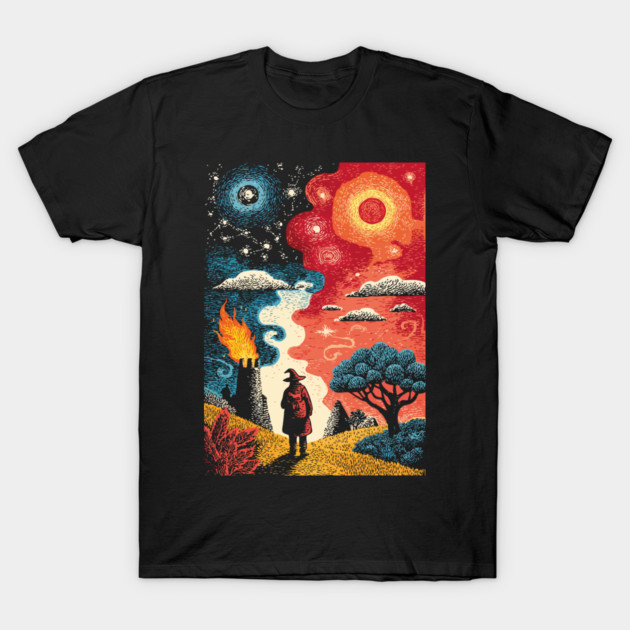 The Hermit Tarot Card | Vintage Fantasy Journey Art T-Shirt by TuncGK