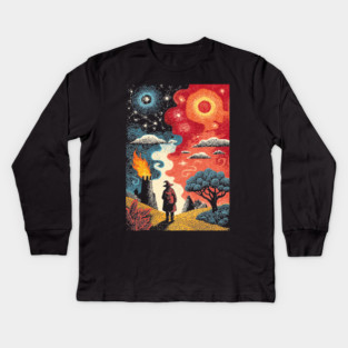The Hermit Tarot Card | Vintage Fantasy Journey Art Kids Long Sleeve T-Shirt