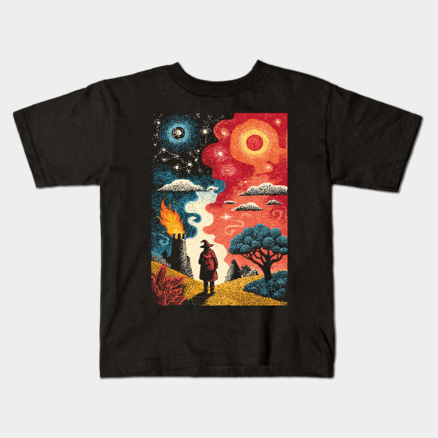 The Hermit Tarot Card | Vintage Fantasy Journey Art Kids T-Shirt by TuncGK
