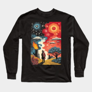 The Hermit Tarot Card | Vintage Fantasy Journey Art Long Sleeve T-Shirt