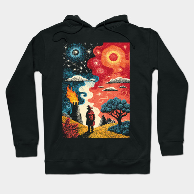 The Hermit Tarot Card | Vintage Fantasy Journey Art Hoodie by TuncGK