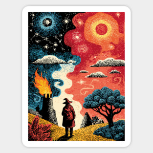 The Hermit Tarot Card | Vintage Fantasy Journey Art Sticker