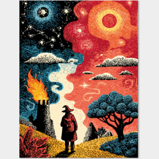 The Hermit Tarot Card | Vintage Fantasy Journey Art Posters and Art