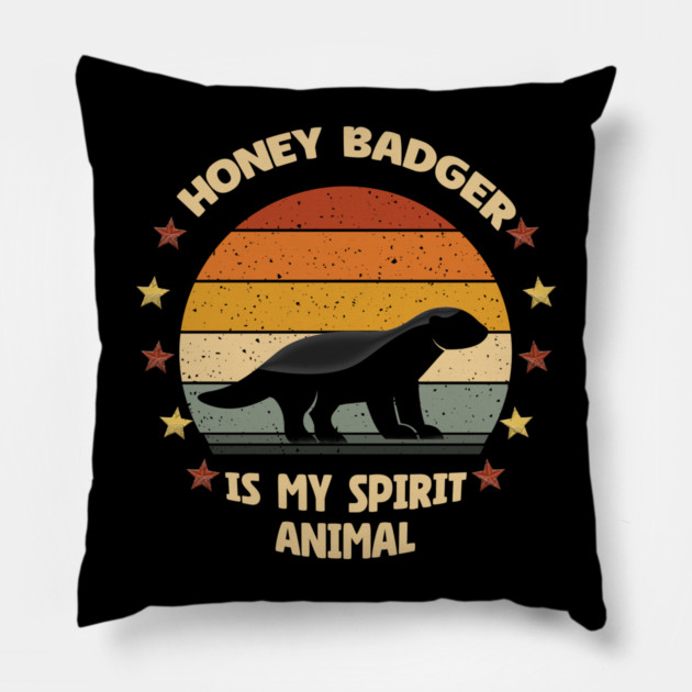 Honey Badger Is My Spirit Animal Retro Vintage Pillow by Db Printed