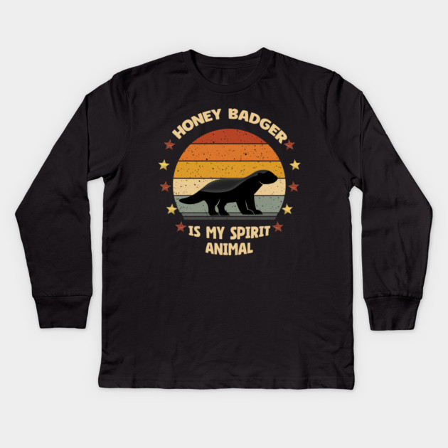 Honey Badger Is My Spirit Animal Retro Vintage Kids Long Sleeve T-Shirt by Db Printed