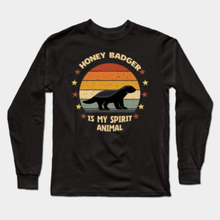 Honey Badger Is My Spirit Animal Retro Vintage Long Sleeve T-Shirt