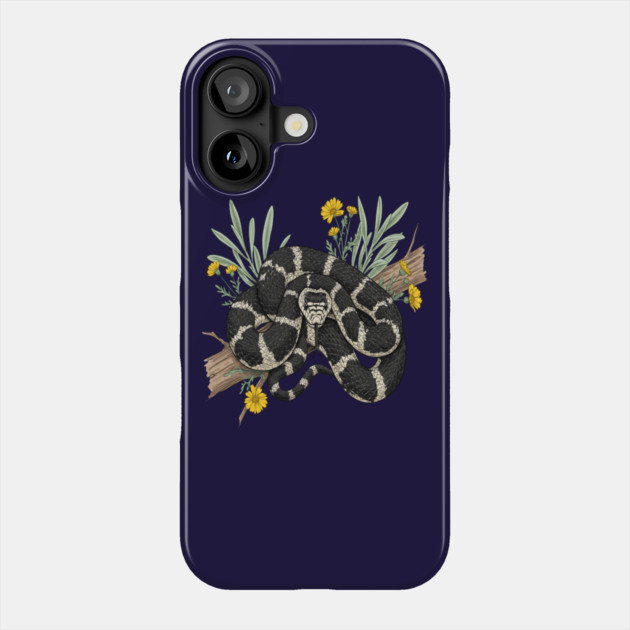 California Kingsnake with Desert Flowers Phone Case by BirdsnStuff