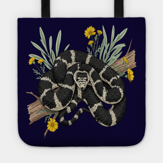 California Kingsnake with Desert Flowers Tote by BirdsnStuff