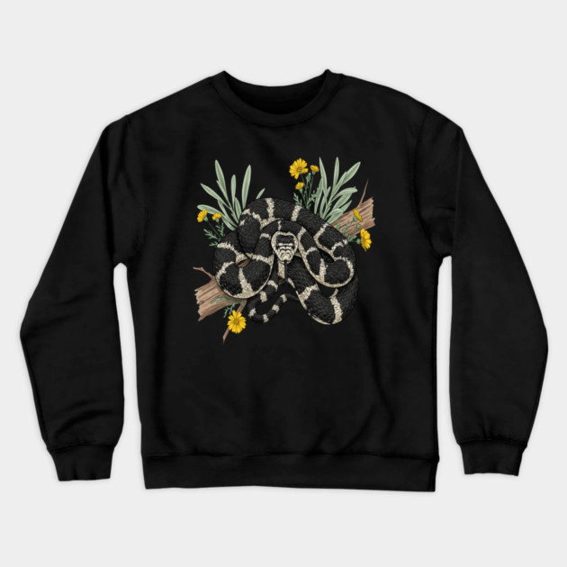 California Kingsnake with Desert Flowers Crewneck Sweatshirt by BirdsnStuff