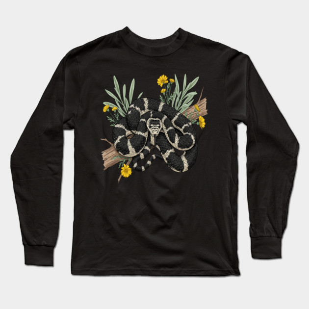 California Kingsnake with Desert Flowers Long Sleeve T-Shirt by BirdsnStuff