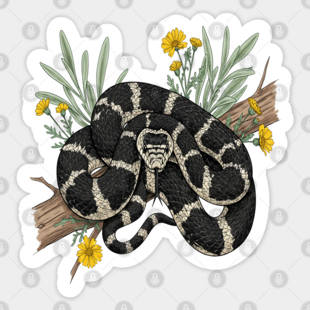 California Kingsnake with Desert Flowers Sticker by BirdsnStuff