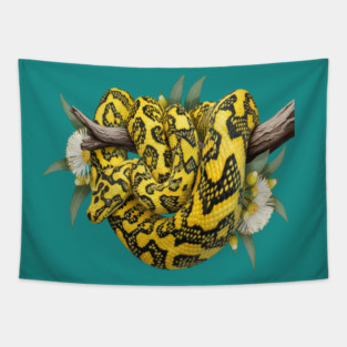 Carpet Python with Eucalyptus Flowers Tapestry