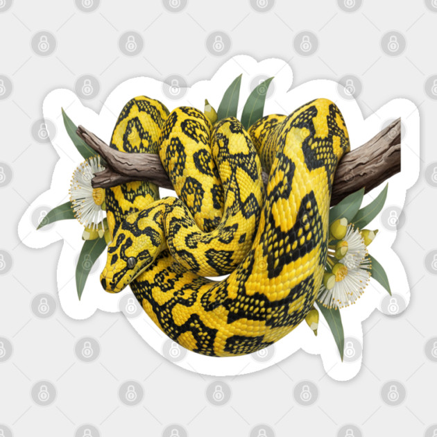 Carpet Python with Eucalyptus Flowers Sticker by BirdsnStuff