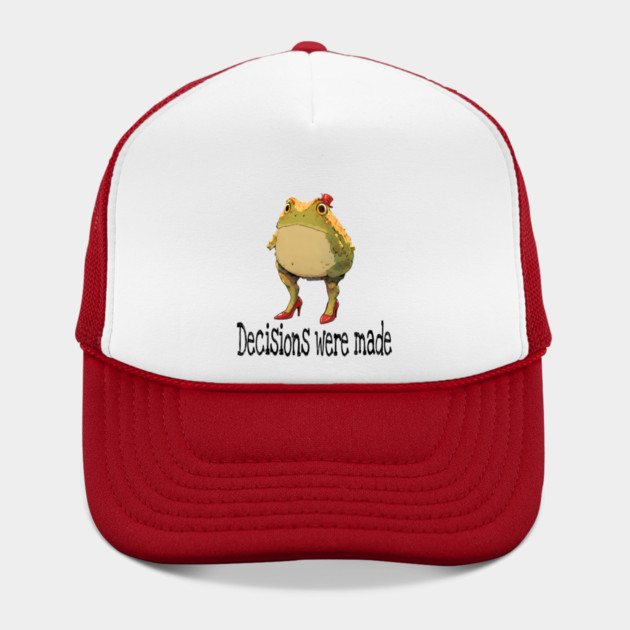 Cute little toad wearing red high-heel shoes and top hat "Decisions were made" by Luxinda