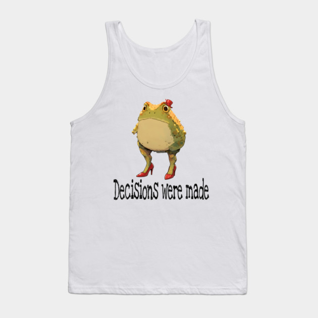Cute little toad wearing red high-heel shoes and top hat "Decisions were made" Tank Top by Luxinda