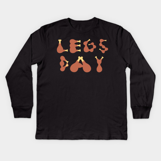 Legs Day Thanksgiving Turkey Kids Long Sleeve T-Shirt by Creatifly Graphic Tees