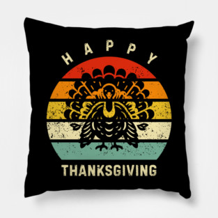 Vintage Sunset Turkey Happy Thanksgiving Pillow