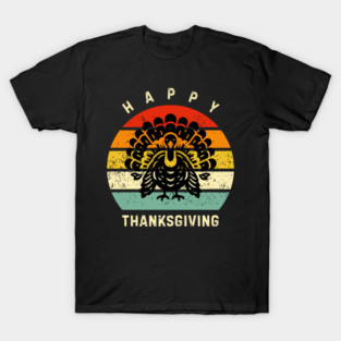 Vintage Sunset Turkey Happy Thanksgiving T-Shirt