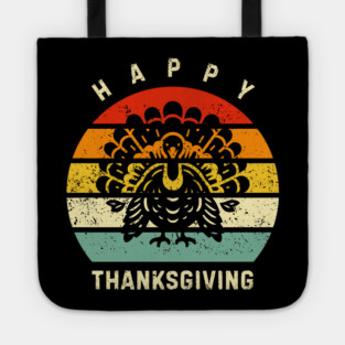Vintage Sunset Turkey Happy Thanksgiving Tote
