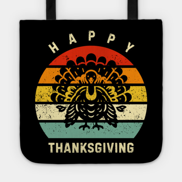 Vintage Sunset Turkey Happy Thanksgiving Tote by Creatifly Graphic Tees