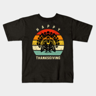Vintage Sunset Turkey Happy Thanksgiving Kids T-Shirt