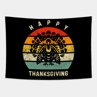 Vintage Sunset Turkey Happy Thanksgiving Tapestry