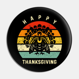 Vintage Sunset Turkey Happy Thanksgiving Pin