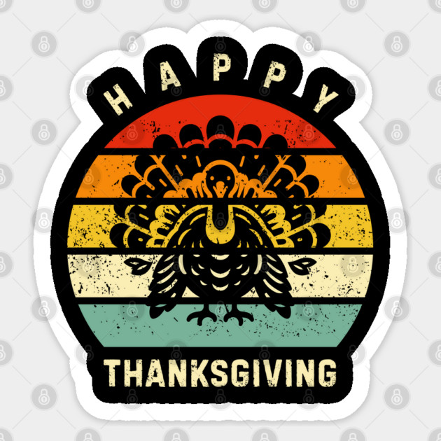 Vintage Sunset Turkey Happy Thanksgiving Sticker by Creatifly Graphic Tees