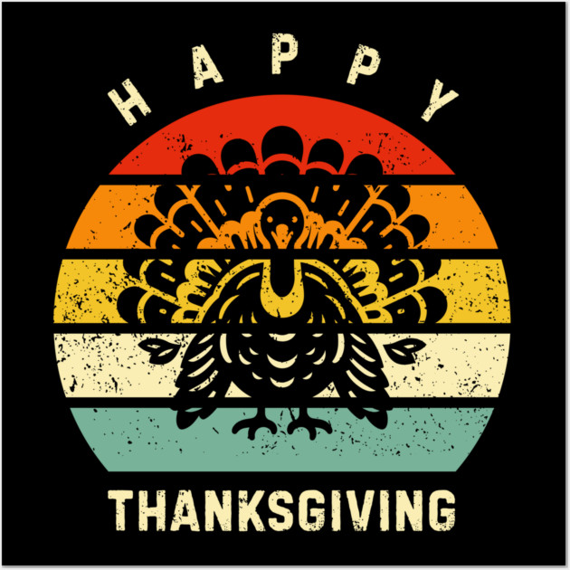 Vintage Sunset Turkey Happy Thanksgiving Wall Art by Creatifly Graphic Tees