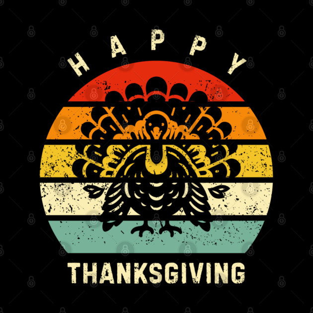 Vintage Sunset Turkey Happy Thanksgiving by Creatifly Graphic Tees