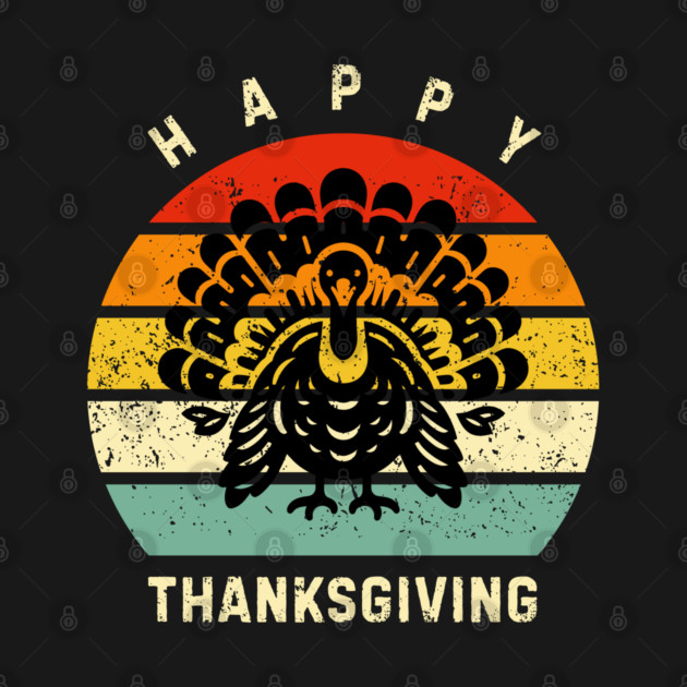 Vintage Sunset Turkey Happy Thanksgiving by Creatifly Graphic Tees