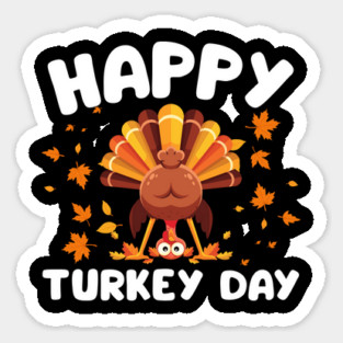 Playful Happy Turkey Day Cartoon Sticker