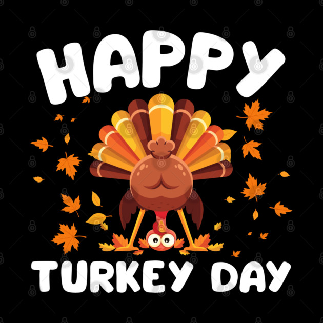 Playful Happy Turkey Day Cartoon by Creatifly Graphic Tees