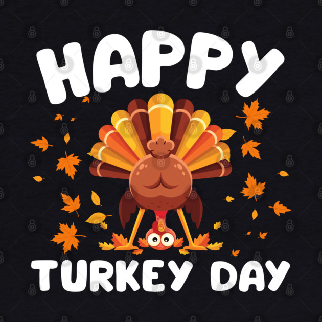 Playful Happy Turkey Day Cartoon by Creatifly Graphic Tees