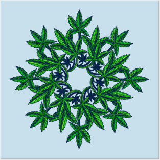 Cannabis Leaf Mandala – Geometric Weed Art Posters and Art