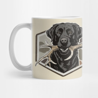 Black Lab Hunting Dog Shed Antler Hunter Mug