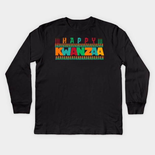 Happy Kwanzaa Kids Long Sleeve T-Shirt by HolidayBug