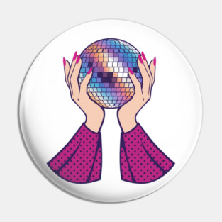 Pink glamorous disco ball Pin